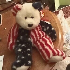 TY BEANIE BUDDY SPANGLE AMERICAN FLAG 4TH OF JULY